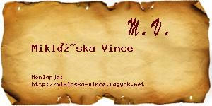 Miklóska Vince névjegykártya